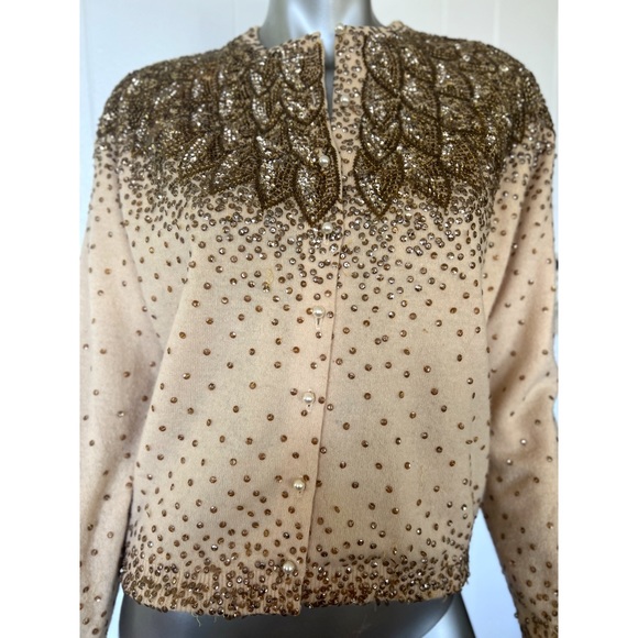 VINTAGE 1950’s SEQUINED CARDIGAN Bust 42 - Picture 2 of 12
